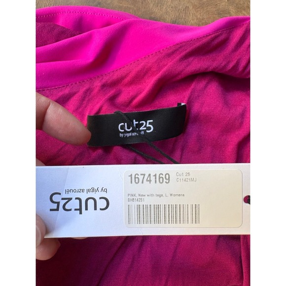 New NWT Cut25 by Yigal Azrouel Pink One Shoulder Gathered Bodycon Mini Dress - L - Picture 8 of 9